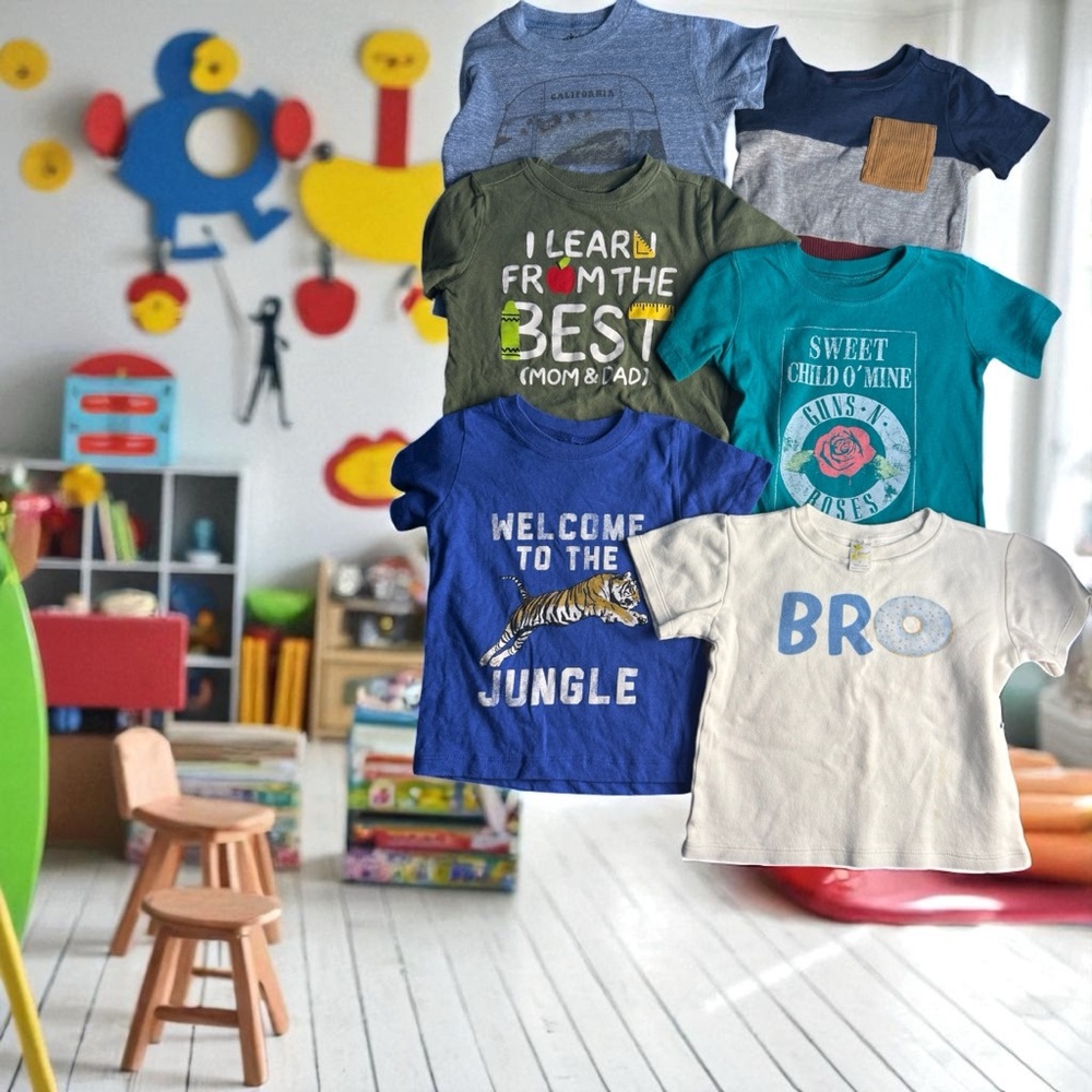 Lots of 6 toddlers T shirts SZ T 2 orange heat-GunsnRoses-old Navy-Laughing